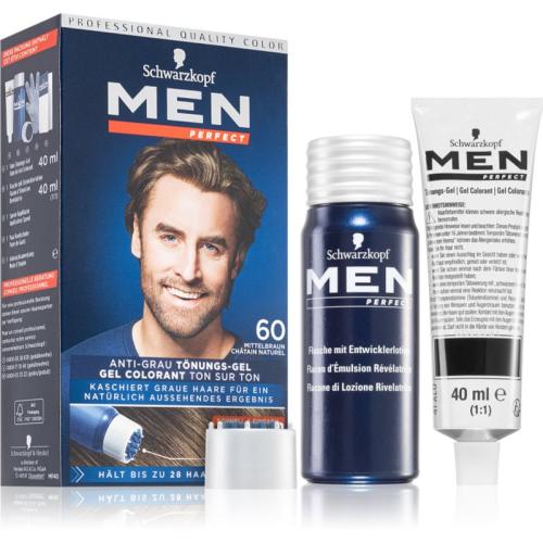 Schwarzkopf Men Perfect Anti-Grey Color Gel τζελ με χρώμα για τα μαλλιά για άντρες 60 Natural Medium Brown