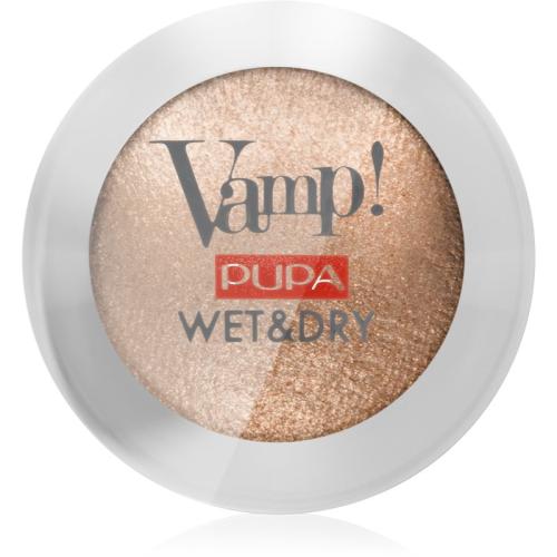 Pupa Vamp! Wet&Dry σκιές ματιών για υγρή και στεγνή χρήση με λάμψη μαργαριταριών απόχρωση 101 Precious Gold 1 γρ