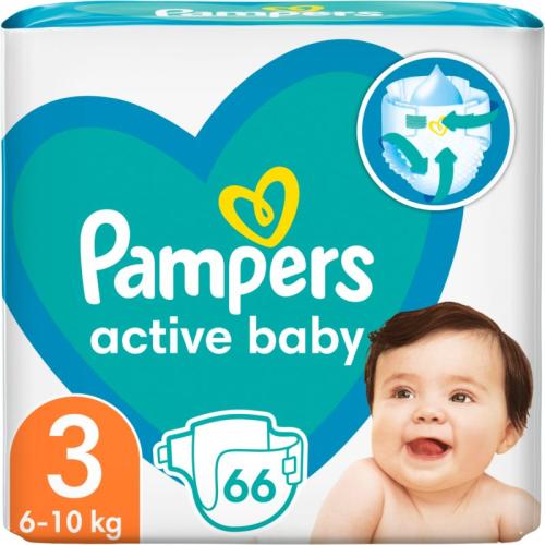 Pampers Active Baby Size 3 πάνες μίας χρήσης 6-11 kg 66 τμχ