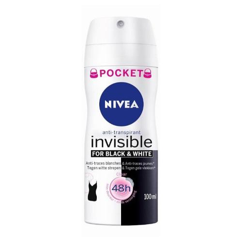 Nivea Invisible Black & White Clear αντιιδρωτικό σε σπρέι για γυναίκες 100 μλ