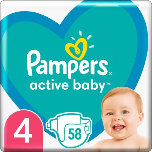 Pampers Active Baby Size 4 πάνες μίας χρήσης 9-14 kg 58 τμχ