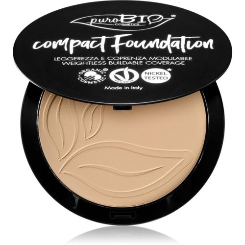 puroBIO Cosmetics Compact Foundation συμπαγής πούδρα μεικ απ SPF 10 απόχρωση 02 9 γρ