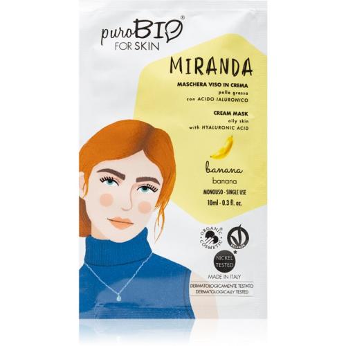 puroBIO Cosmetics Miranda Banana μάσκα για καθαρισμό και απαλότητα με υαλουρονικό οξύ 10 ml
