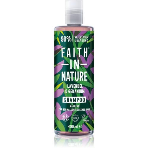 Faith In Nature Lavender & Geranium φυσικό σαμπουάν για κανονικά έως ξηρά μαλλιά 400 μλ