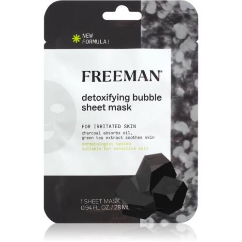 Freeman Essentials Charcoal & Green Tea υφασμάτινη μάσκα αποτοξίνωσης για λιπαρή επιδερμίδα 28 μλ