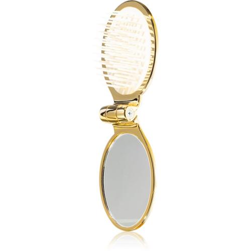 Janeke Gold Line Golden Folding Hair-Brush with Mirror χτένα για τα μαλλιά με καθρέπτη 9,5 x 5,5 x 3,5 cm