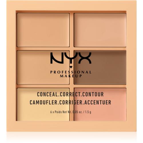 NYX Professional Makeup Conceal. Correct. Contour Παλέτα για κάλυψη και σκίαση απόχρωση 01 Light 6 x 1.5 γρ