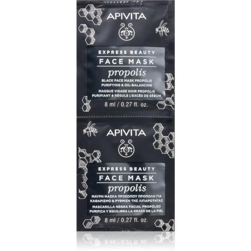 Apivita Express Beauty Propolis καθαριστική μαύρη μάσκα για λιπαρή επιδερμίδα 2 x 8 μλ