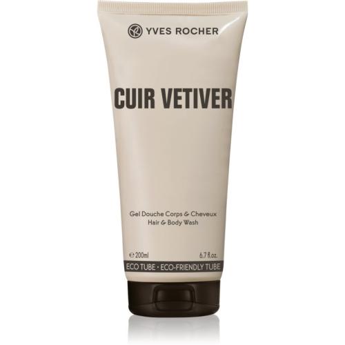 Yves Rocher Cuir Vétiver τζελ για ντους για σώμα και μαλλιά για άντρες 200 μλ