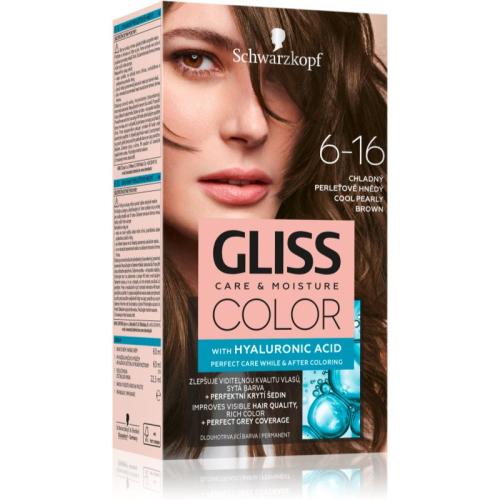 Schwarzkopf Gliss Color μόνιμη βαφή μαλλιών απόχρωση 6-16 Cool Pearly Brown