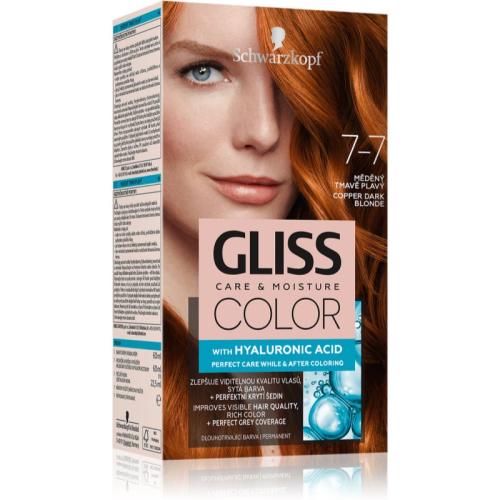 Schwarzkopf Gliss Color μόνιμη βαφή μαλλιών απόχρωση 7-7 Copper Dark Blonde