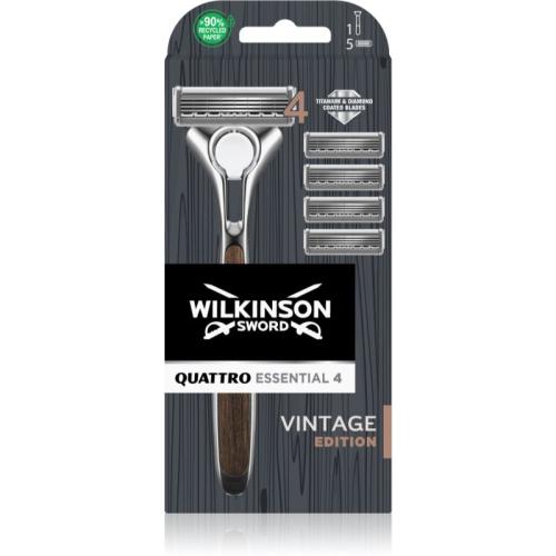 Wilkinson Sword Quattro Essentials 4 Vintage ξυριστική μηχανή + ανταλλακτικές λεπίδες 4 τεμ. 1 τμχ
