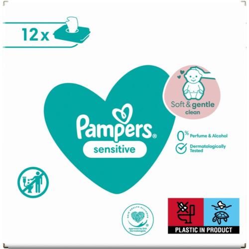 Pampers Sensitive παιδικά απαλά υγρομάντηλα για ευαίσθητο δέρμα 12x52 τμχ
