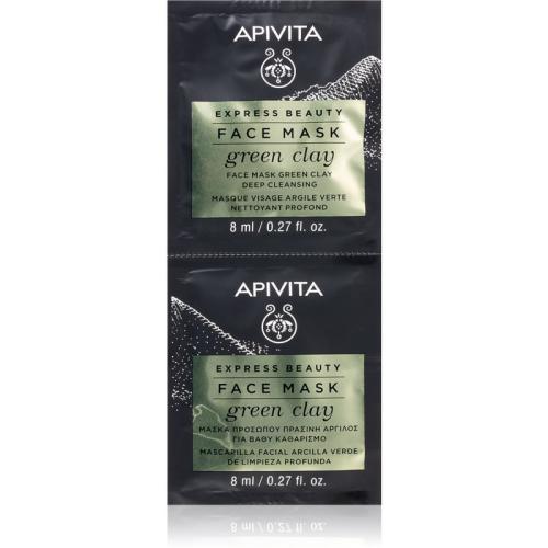 Apivita Express Beauty Green Clay καθαριστική και λειαντική μάσκα με πράσινο άργιλο 2 x 8 μλ