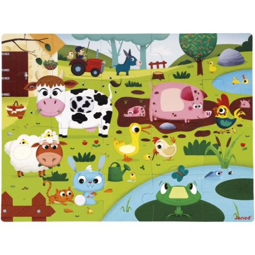 Janod Tactile Puzzle παζλ Farm Animals 2 y+ 20 τμχ