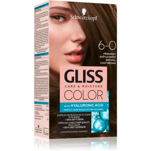 Schwarzkopf Gliss Color μόνιμη βαφή μαλλιών απόχρωση 6-0 Natural Light Brown