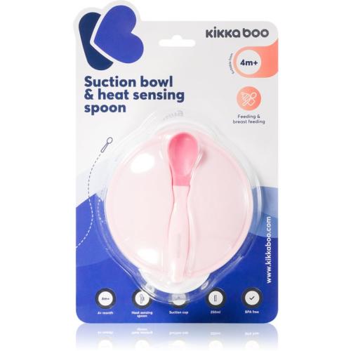 Kikkaboo Suction Bowl & Heat Sensing Spoon σετ φαγητού 4 m+ Pink 2 τμχ
