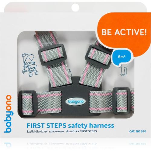 BabyOno Be Active Safety Harness First Steps αξεσουάρ μαλλιών για παιδιά Grey/Pink 6 m+ 1 τμχ