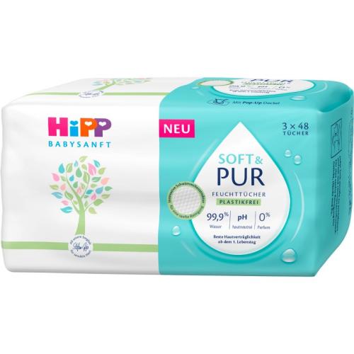 Hipp Soft & Pur υγρά μαντηλάκια καθαρισμού για παιδιά από τη γέννηση 3x48 τμχ