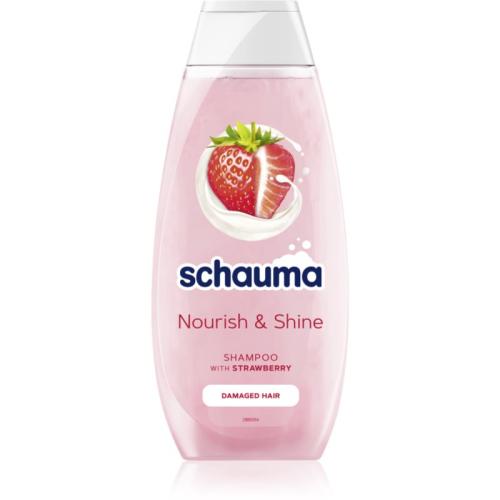 Schwarzkopf Schauma Nourish & Shine δυναμωτικό σαμπουάν για ταλειπωρημένα μαλλιά με άρωμα από φραούλες 400 ml