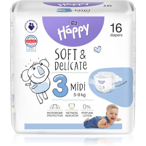 BELLA Baby Happy Soft&Delicate Size 3 MIdi πάνες μίας χρήσης 5-9 kg 16 τμχ
