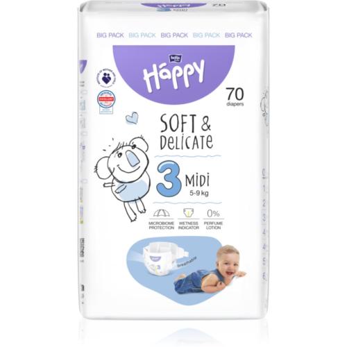 BELLA Baby Happy Soft&Delicate Size 3 MIdi πάνες μίας χρήσης 5-9 kg 70 τμχ