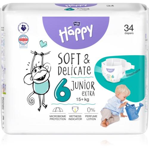 BELLA Baby Happy Soft&Delicate Size 6 Junior Extra πάνες μίας χρήσης 15+ kg 34 τμχ