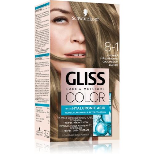 Schwarzkopf Gliss Color μόνιμη βαφή μαλλιών απόχρωση 8-1 Cool Medium Blonde 1 τμχ