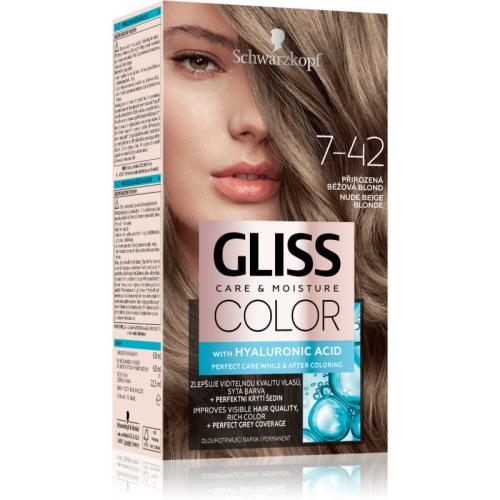Schwarzkopf Gliss Color μόνιμη βαφή μαλλιών απόχρωση 7-42 Nude Beige Blonde 1 τμχ