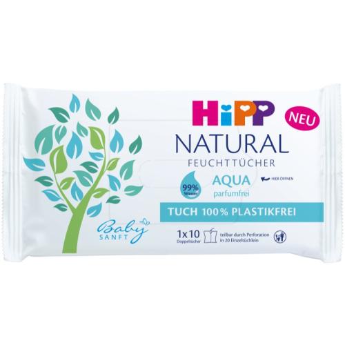 Hipp Babysanft Aqua Natural υγρά μαντηλάκια καθαρισμού για παιδιά από τη γέννηση 10 τμχ