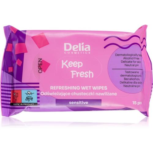 Delia Cosmetics Keep Fresh Sensitive δροσιστικά υγρά μαντηλάκια 15 τμχ