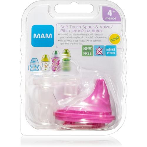 MAM Baby Bottles Soft Touch Spout & Valve Σετ για παιδιά Pink 4m+ 2 τμχ