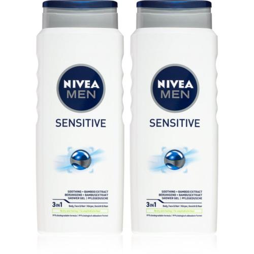 Nivea Men Sensitive τζελ για ντους για σώμα και μαλλιά (επωφελής συσκευασία)
