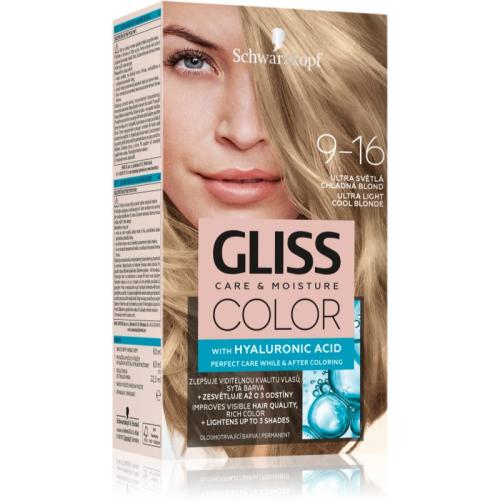 Schwarzkopf Gliss Color μόνιμη βαφή μαλλιών απόχρωση 9-16 Ultra Light Cool Blonde