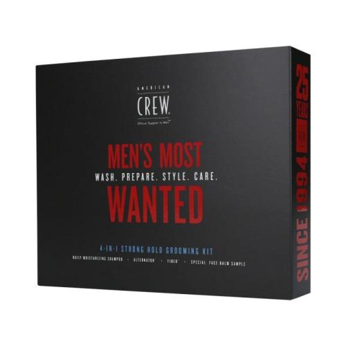 American Crew Men's Most Wanted Strong Hold Hair Styling Kit (Daily Moisturizing Shampoo 250ml, Alternator 100ml, All-in-One Face Balm 74ml & Fiber 50gr)