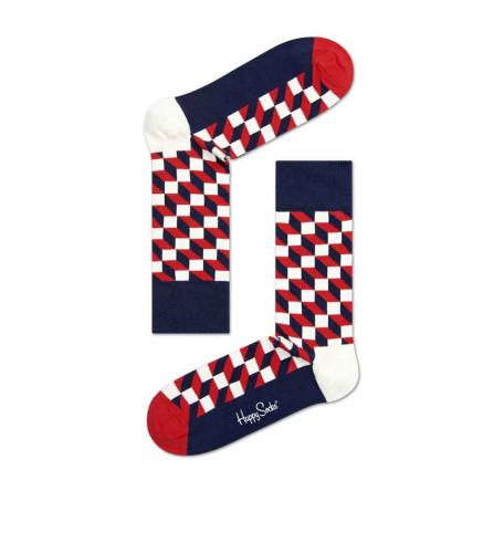 Happy Socks Filled Optic Sock Navy-Red (Size: 41-46)