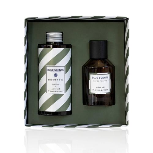 Blue Scents Gift Set Olive Oil & Green Pepper (Eau De Toilette 100ml & Shower Gel 300ml)
