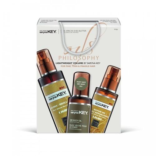 Saryna KEY Oils Philosophy - Lightweight Volume For Fine Thin & Fragile Hair (Light Gloss 250ml, Light Oil 105ml & Dry Body Oil 110ml)