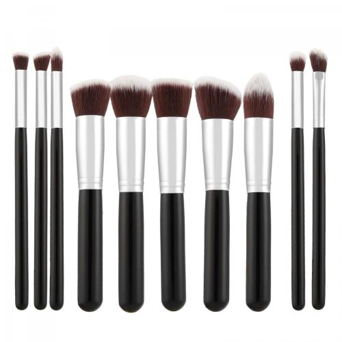 Tools for Beauty - 10Pcs Kabuki Makeup Brush Set - Black