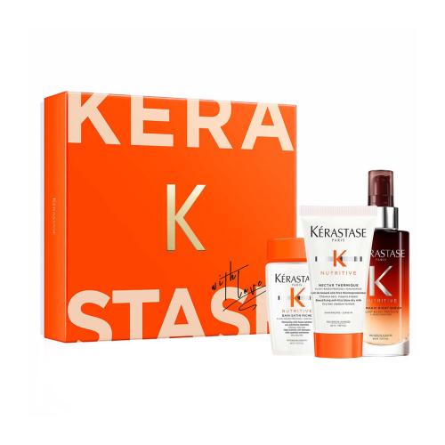 Kérastase Nutritive - Limited Edition Haircare Set XMAS 2023 For Very Dry Thick Hair (Bain Satin Riche 80ml, 8h Magic Night Serum 90 ml & Nectar Thermique 50ml)