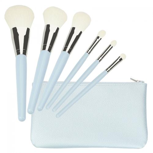 Tools for Beauty - 6Pcs Makeup Brush Set with Pouch - Light Blue