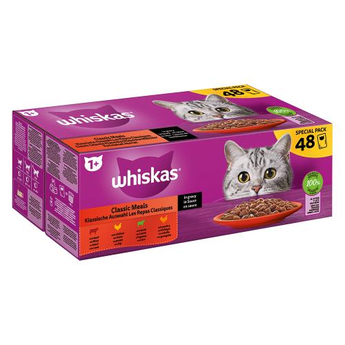 Jumbo πακέτο Whiskas 1+ Adult Φακελάκια 144 x 85 g - Κλασική επιλογή σε σάλτσα