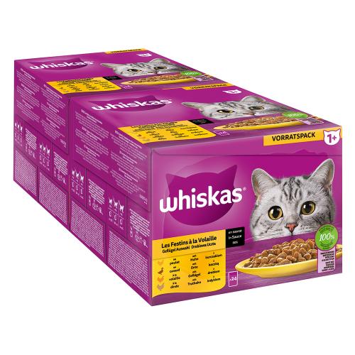 Jumbopack Whiskas 1+ Adult Φακελάκια 96 x 85 g - Επιλογή πουλερικών σε σάλτσα