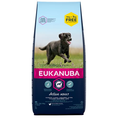 15 + 3 kg Δωρεάν! 18 kg Eukanuba Ξηρά Τροφή Σκύλου - Adult Large Breed Κοτόπουλο