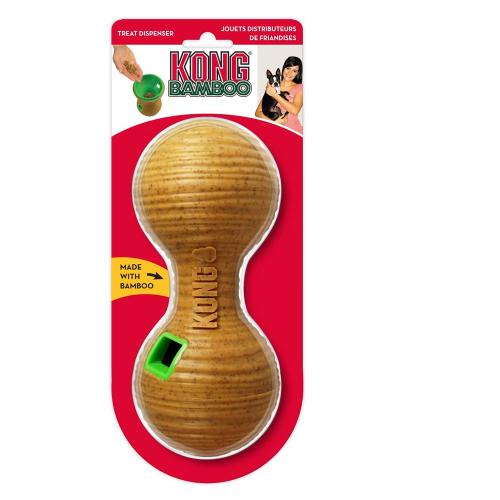 KONG Bamboo Feeder Dumbbell Παιχνίδι Σκύλων, ανοιχτό καφέ - Μέγεθος M: περ. Μ 20 x Π 9 cm