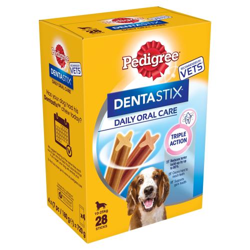 Pedigree Dentastix Daily Oral Care - για σκύλους μεσαίου μεγέθους (10-25 kg), 720 g, 28 τμχ.