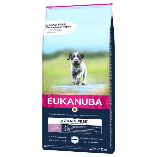 Διπλά Πακέτα Eukanuba - Grain Free Puppy Large Breed Σολομός (2 x 12 kg)