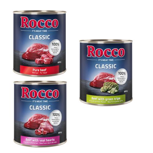 Rocco Μεικτά Πακέτα Δοκιμής 6 x 800 g - Βοδινό Mix: Βοδινό, Βοδινό/Μοσχαρίσιες Καρδιές, Βοδινό/Πατσάς