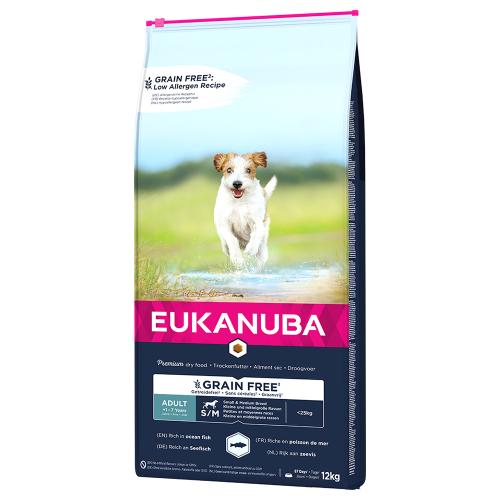 Διπλά Πακέτα Eukanuba - Grain Free Adult Small / Medium Breed Σολομός (2 x 12 kg)