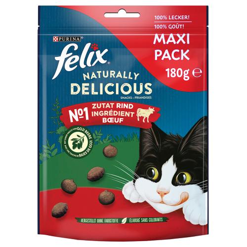 Felix Naturally Delicious Σνακ Γάτας - Βοδινό με Γκότζι Μπέρι (180 g)